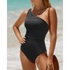 Daci Black One Shoulder One Piece Swimsuits for Women Tummy