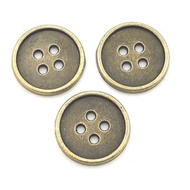 YOOGCORETT 24pcs Antique Bronze Metal Buttons Vintage Style Round Buttons Bulk for Sewing Coat Jacket DIY Crafts Manual Buttons Scrapbooking Decorations 4 Holes 18mm