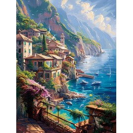 Ginfonr DIY Diamond Art Painting Accessories Landscape Set Full, 5D Diamond Painting Sea Shore Pictures Kit Crystal Rhinestone Embroidery Decoration for Home Wall Decor 30 x 40 cm