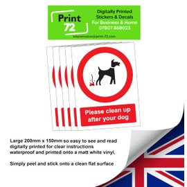 Pack of 5-200mm x 150mm Please clean up after your dog signs stickers