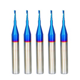 Ruhi 5PCS O Flute Spiral Router Bits Set 1/4 Inch Shank with Coating Acrylic CNC Milling Cutter 1/16 inch Cutting Diameter UO505