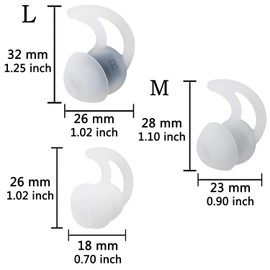 A-Focus Eartips Eartips for Bose SoundSport Free wireless headphones/ Bose SoundTrue/Bose QuietControl30 (QC30) QC20 SIE2 IE3 etc S/M/L 3 Sizes, 3 Pairs (BSW) White