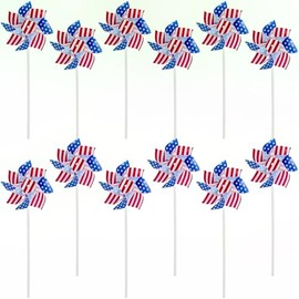 Rhode Island Novelty Stars and Stripes - American Flag Pin Wheels - 12 Pack