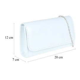 Girly Handbags Women's Patent Clutch Shiny Evening Bag Party Wedding, White