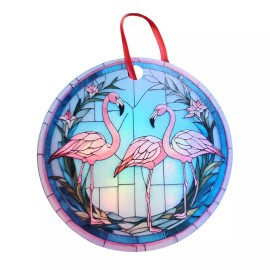 Gulf Coast Laser Graphics Flamingos Pink and Teal Design Holographic Bird Ornament