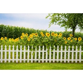 Yeele 7x5ft Courtyard Farm Backdrop for Photography Summer Sunflower Corn Field Fence Background Kids Adult Photo Booth Shoot Vinyl Studio Props