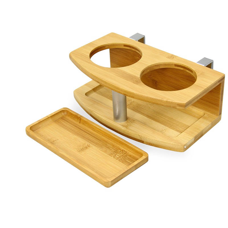 Bamboo Clip on Cup Holder Hanging Shelf, Small Bedside Table