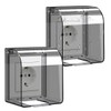 Pack of 2 Sockets, Rain Protection, Wall Switch, Socket, Waterproof