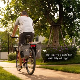 Vincita New Top Load Double Pannier Water Resistant Cycling Side Bags - 12 L with Rain Cover, Large, Carrying Handle, Reflective Spots - Bike Rack Carrier Saddle Bag - Bicycle Accessories (RED LEAF)