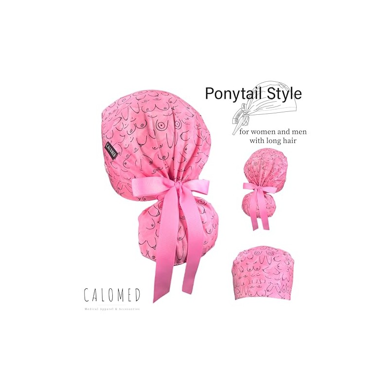 Gorro Quirúrgico Mujer Hombre Coleta Trabajo Cintas Botones Cabello Largo