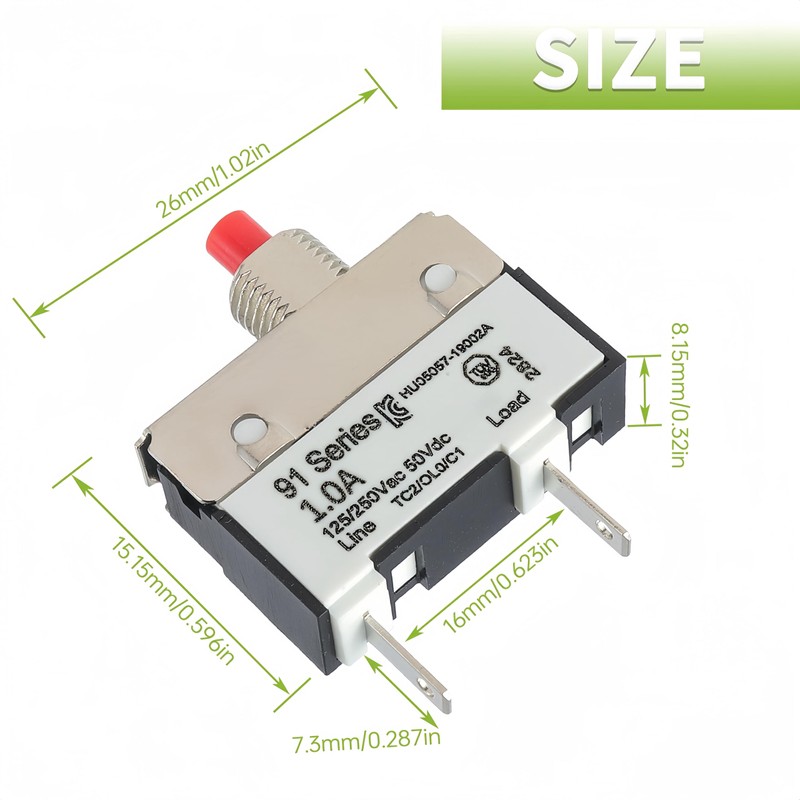 EPLZON 1A 1 Amps 125/250V AC 50V DC Manual Reset