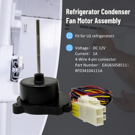 Qiqimingxin EAU65058511 Refrigerator Condenser Fan Motor Assembly Fit for LG Freezer Refrigerator Evaporator Fan Motor Replacement DC12V MAX 1A Replace RFD3410A111A 4-Pin Connector