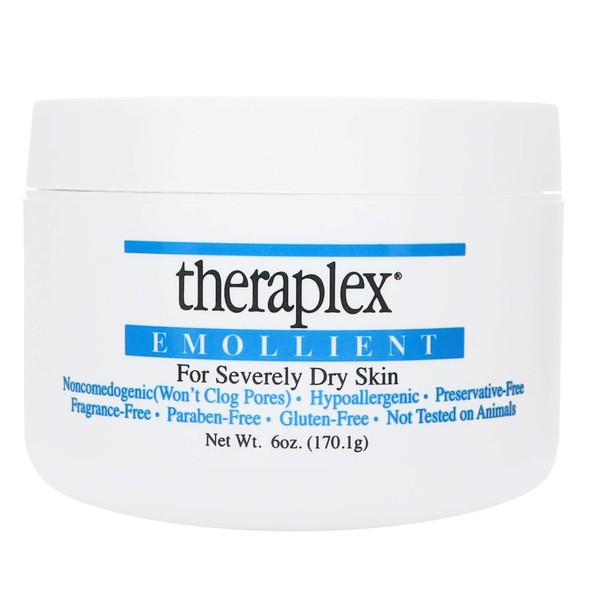 Theraplex Emollient - For Severely Dry Skin, No Parabens or Preservatives, Noncomedogenic, and Hypoallergenic, Gluten Free, Fragrance-Free, Dermatologist recommended (6 oz)