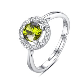 INFUSEU August Birthstone Rings Peridot Birth Stone Jewelry Gifts for Women Sterling Silver 925 Cubic Zirconia Adjustable Size 7 6 8 Stackable Stacking Cute Small Birthday Valentines Mothers Day