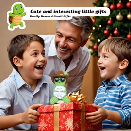 ETDKM Positive Crochet Turtle with Stand, Emotional Support Positive Crochet Animals Already Made, Christmas Decro Birthday Gifts for Women White Elephant Gifts for Coworkers Friends Fanmily