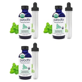 PURA D'OR Peppermint Essential Oil 4oz 118ml 3 packs, 3 pieces / PURA D'OR 페퍼민트 에센셜 오일 4oz 118ml 3팩, 3개