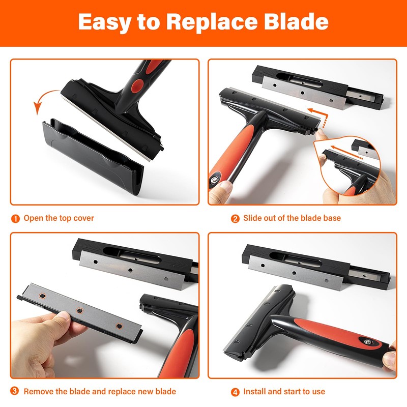 Gomake Extendable Floor Scraper Heavy Duty 6" Wide Razor Blade