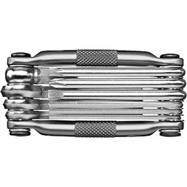Crank Brothers Multi 10 Tool - Nickel/Bicycle Cycling Cycle Road Mountain Trail Folding Fold Emergency Survival Repair Kit Screwdriver Hex Wrench Multifunction Essential