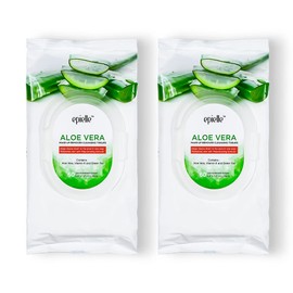 Epielle- Toallitas limpiadoras desmaquillantes con aloe vera | 60 unidades, paquete de 2 | Toallitas suaves para todo tipo de piel