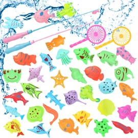 Fishing Toys, 38 Pieces Bath Toy, Magnetic Fishing Toy, Vov Waterproof Floating Toy in the Bath, Educational Play Set for Learning to Fish