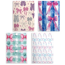 Cute Notepads Pink Bow Lined Notebook Journal, 4 Pcs A5(8.26x5.7inch) College Ruled Journaling Notebooks, Pretty Travel Journal for Women, Meeting Notebook for Work Study Diary 7