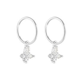 Serenity Sleepers 925 Solid Sterling Silver Sleeper Huggie Hoop Charm Earrings For Women | Butterfly | Dainty Zirconia Earrings