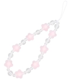 CRASPIRE Women Phone Charms Universal Phones Charm Strap Flower Beaded Phones Wrist Straps Beads Pink Mobilephone Lanyard Hands-Free Keychains for Earphones Wallet Purse Backpack Most Smartphones