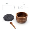 KITCHENDAO Large Acacia Salt Cellar Box Bowl with Built-in Spoon
