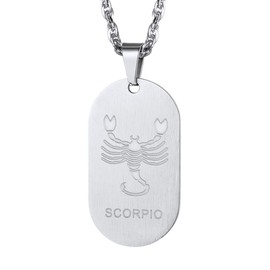 Richsteel Scorpio Constellation Necklace Silver Mens Dog Tag Stainless Steel Star Sign Pendant Necklaces For Women Jewellery