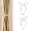 No Drill Magnetic Curtain Tiebacks, 2 Pcs Elegant Pearl Bow