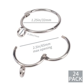 Openable Curtain Rings with Eyelets,1.25inch Heavy Duty Rustproof Metal Drapery Rings,Shower Curtain Rings 24pcs Silver Zocang