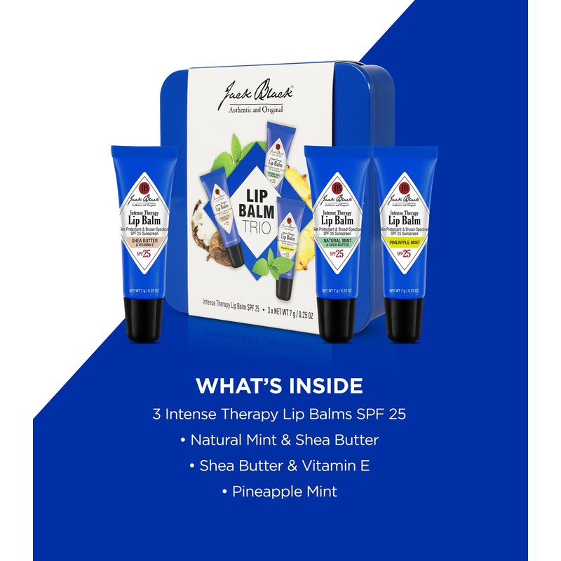 Jack Black Intense Therapy Lip Balm, 0.25-Oz. Trio – SPF