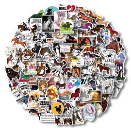 AOWDIAO 100 Pcs Horse Stickers Pack, Waterproof Vinyl Stickers for Water Bottle, Laptop, Horse Party Favors & Gifts for Girls, Women, and Kids
