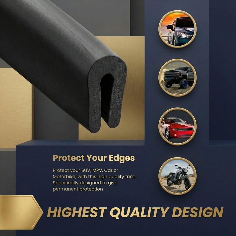 Kingdder Rubber Edge Trim 1/8" U Channel 60 ft Edge