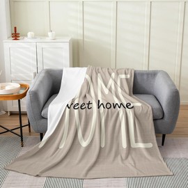 jejeloiu Home Theme All Season Bed Blanket Throw 50"x60" Sweet Home Flannel Fleece Throw Blanket for Sofa Couch Chic Fuzzy Blanket Home Pattern Room Decor Pink Plush Blanket