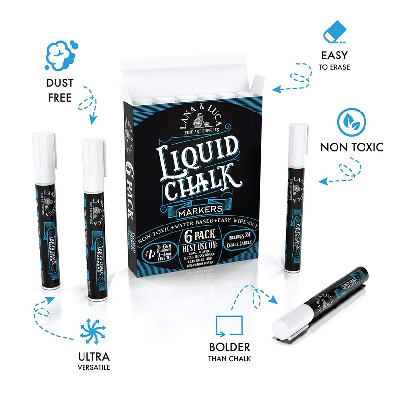 Liquid Chalk Marker Pen - White Dry Erase Marker -