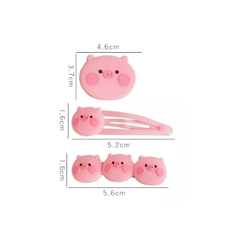 Miry Pink Cerdito Pinza Pelo Pig Set De 3 Cabello