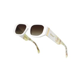 Roneyee Womens Rectangle Trendy Sunglasses Octagon Sunglasses Men Cool Sun Glasses Retro Shades UV Protection Fashion Acetate (White)