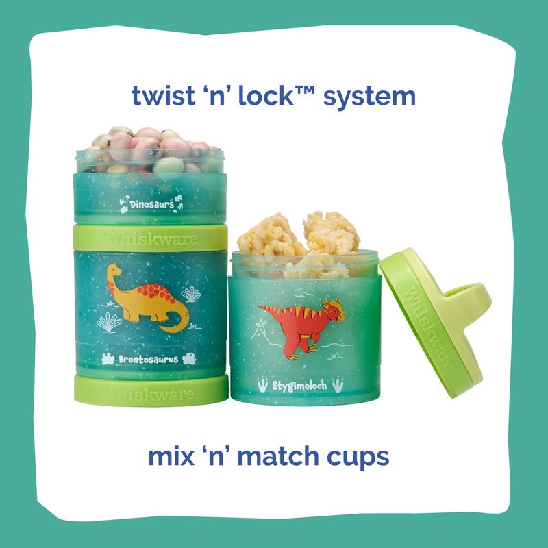 Whiskware - Recipientes apilables de dinosaurios para niños y niños,