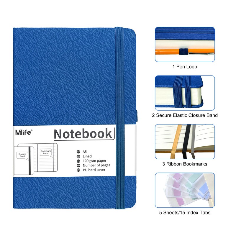 Mlife A5 Thickened Journal Notebook-Lined Notepad with 360 Pages and