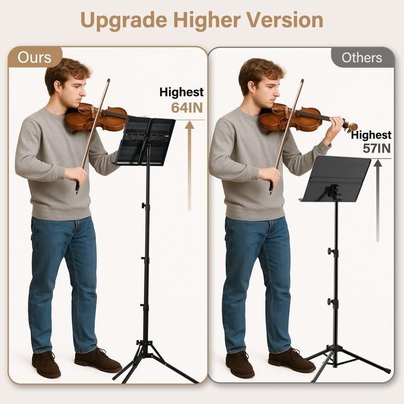 Vekkia Music Stand - Lightweight and Portable, Adjustable Panel Extension