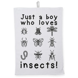 Hippowarehouse just a boy who loves bugs Tea Towel Eco Printed Dish Cloth Kitchen accessory 50cmx70cm 100% Cotton