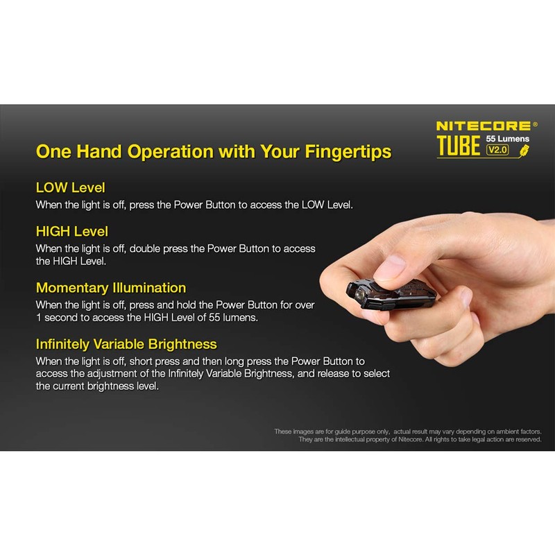 NITECORE TUBE V2.0 55 Lumen USB Rechargeable UltraLight Keychain Flashlight