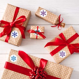 Lesnala 1392PCS Snowflake Stickers Cards Envelope Seals Decals Round Circle Labels in 12 Styles for Christmas,Winter Wonderland/Xmas/Holiday/Birthday Party Favors Supplies Decorations.