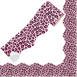 FYSUIMU 32.8 Ft Leopard Print Bulletin Board Border Pink Animal Spot Border Trim Self Adhesive Safari Animal Bulletin Board Stickers Roll for School Classroom Office Chalkboard Party Decor