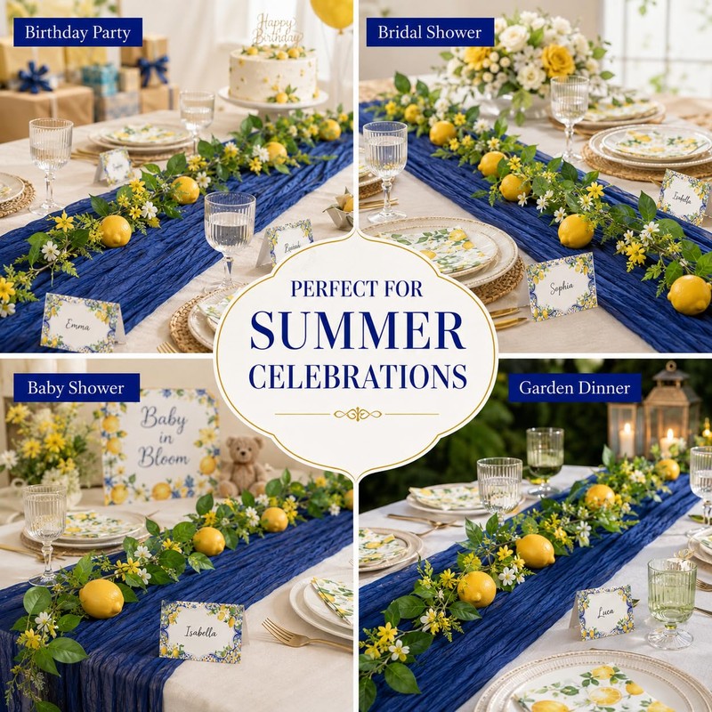 62 Pcs Amalfi Coast Party Decorations Lemon Party Set for