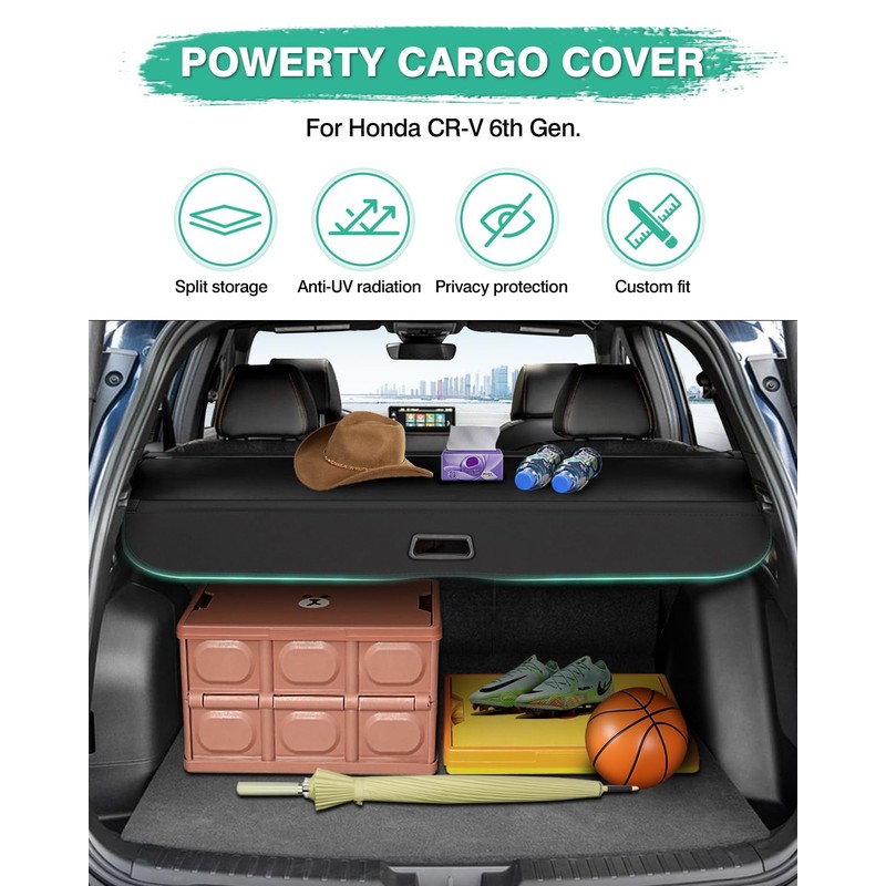 Powerty Cargo Cover for 2023-2025 2026 Honda CRV Retractable Trunk