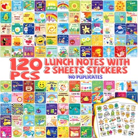 YTSQLER Lunch Box Notes for Kids, 120 Motivational Inspirational Lunch Notes Cards for Kids Girls Boys with Punny Reward Stickers, Thinking of You Cards Kids Lunch Accessories School Supplies
