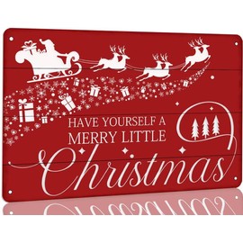 Have Yourself A Merry Little Christmas Metal Tin Signs Christmas Wall Decor Rustic Winter Farmhouse Decor for Home Room Cafe Bar 8x12 Inch