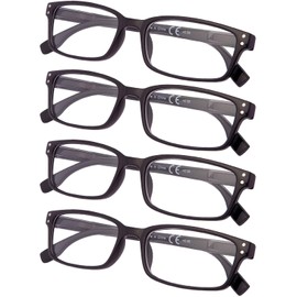 READING GLASSES 4 Pack Spring Hinge Comfort Readers Plastic